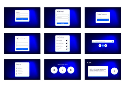 Modern User Interface Dashboard Elements Web Landing UI Kit Set