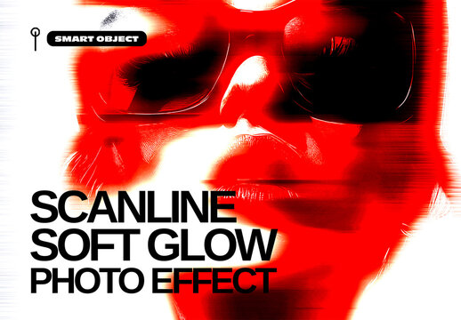 Scanline Soft Glow Red Duotone Photo Effect