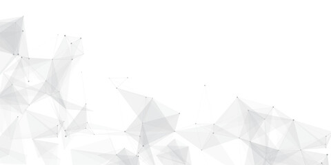 Abstract geometric background with connecting dots and lines with low poly triangle shapes. Polygonal Mesh Background Vector design digital technology concept Global network connection data structure. © Kainat 