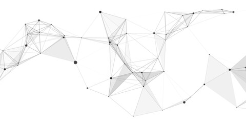 Abstract geometric background with connecting dots and lines with low poly triangle shapes. Polygonal Mesh Background Vector design digital technology concept Global network connection data structure. © Kainat 