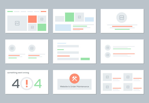 Website Wireframe UI Layout Template Set for Web Interface Design