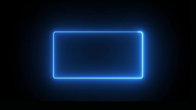 blue  color Rectangle glowing neon frame background animation, Glowing neon rectangle border frame in the shape rectangle. Neon abstract red color rectangle shape line