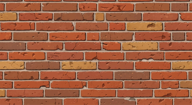 Brick wall background. Realistic brick wall vector illustration with detailed texture. Seamless brick wall.	
