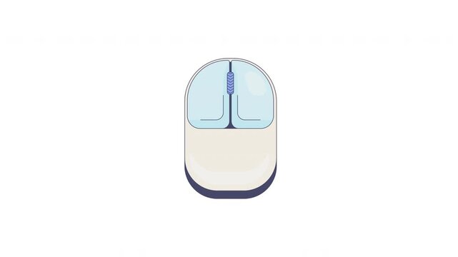 Left click computer mouse button animation. Primary action for selecting, dragging. Rounded peripheral device clicking for pc and laptop. Cursor control. Animated input hardware element. 4K video