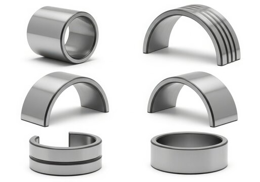 Various 3d geometric shapes with detailed textures and edges isolated on white background