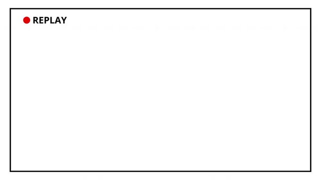 4K Replay Animation video, Video camera replay screen animation on a white screen background