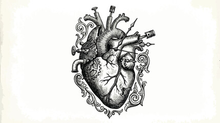 Fototapeta premium Steampunk Mechanical Heart with Gears and Clockwork Illustration.