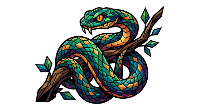 Colorful snake on a branch.