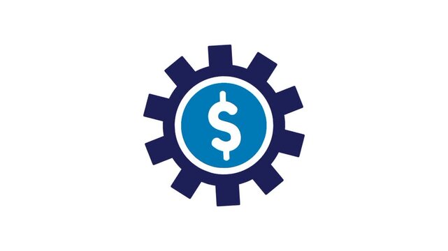 Cost control icon with money symbol and gear symbol representing financial management and efficiency