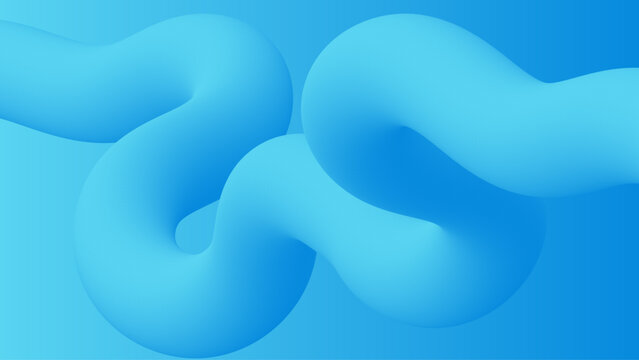 Abstract Blue Gradient Fluid Shapes 3D Liquid Waves Smooth Modern Minimal Background Design