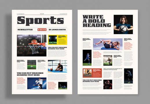 Dynamic Sports Newsletter Layout Template for Fitness Magazine