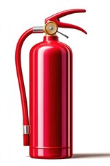Obraz premium Red fire extinguisher on white background for fire safety and emergency preparedness