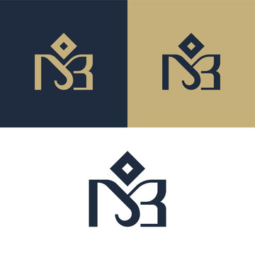 MJB letter logo with crown, luxury monogram branding design