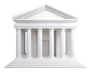 Fototapeta premium Classic white neoclassical building with columns and pediment, symbolizing heritage and tradition.