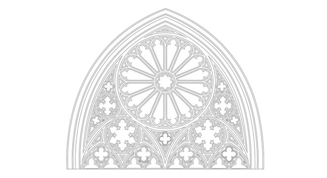 Gothic Rose Window: A captivating illustration showcases the intricate details of a gothic rose window, a timeless symbol of architectural beauty.