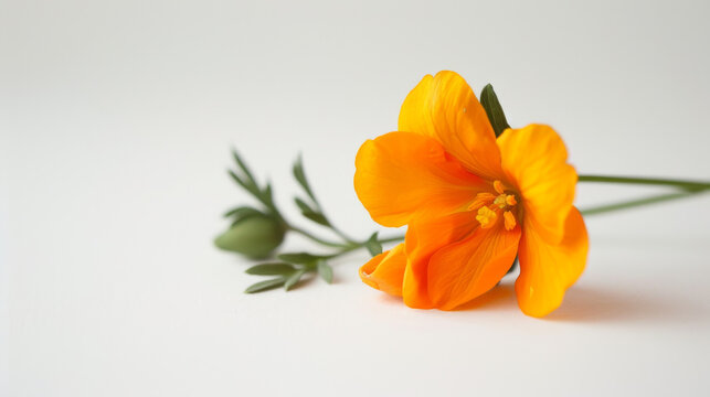 Vibrant orange California poppy flower isolated on white background