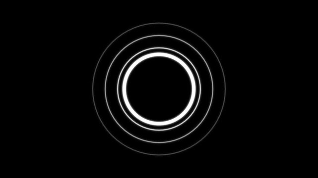 White circle waves looping animation on black background.