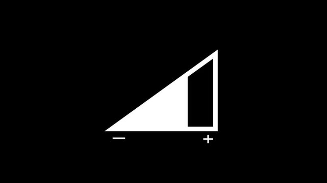 Volume up icon animation on black background.