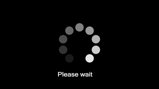 Loading animation- Animated loading circle icon on black background.