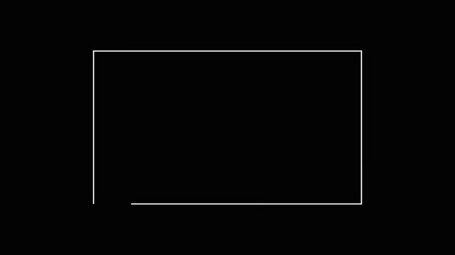 Minimalist white line drawing outline of rectangle on black background animation for motion graphic projects