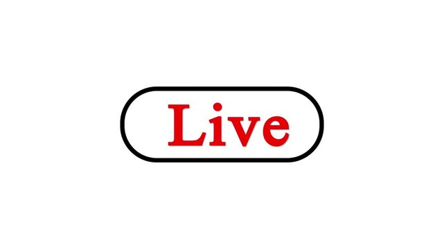 Live streaming button animation on transparent background.