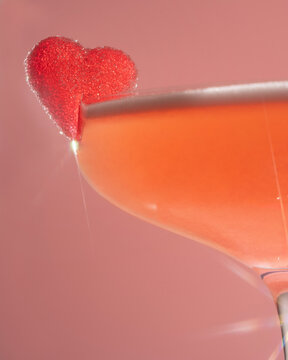 jelly sweet love heart on the side of a cocktail