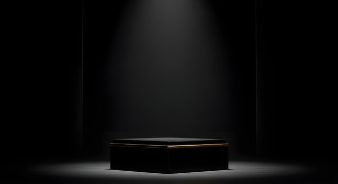 Elegant dark product display, luxurious black podium, sophisticated minimalist stage for showcasing premium items, dramatic spotlight presentation isolated PNG with Transparent Background