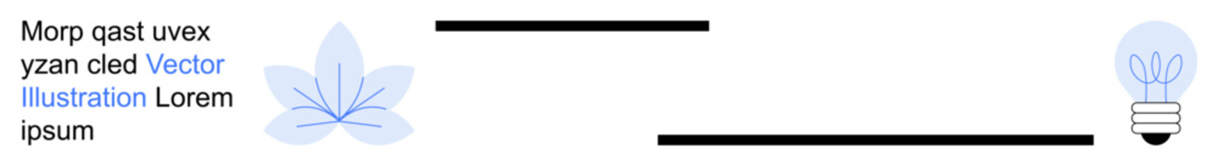 Inspiration, mindfulness, creativity, innovation, design, branding. Minimalist layout with lotus flower outline, placeholder text and light bulb icon. Inspiration and creativity theme © robu_s