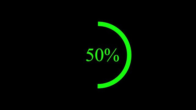 Status bar, processing from 0 to 100 transfer. Loading bar circle web icon.