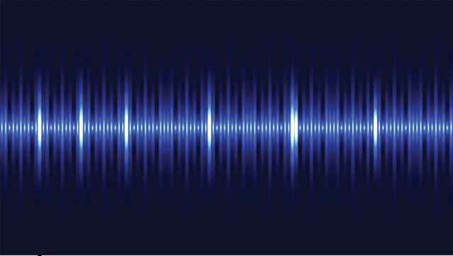 Blue sound wave pattern with glowing white lines on dark background audio