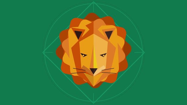 Minimalist Geometric Lion Head Icon Vector Illustration