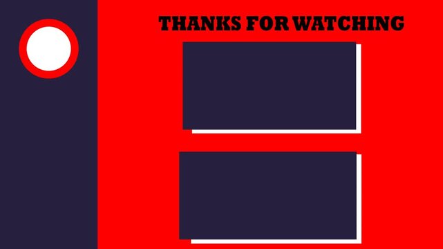 A minimalist graphic design template with a bold red background, featuring two dark blue rectangles and a white circle, with a shallow depth of field and a clean, modern aesthetic