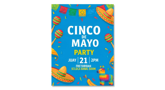 Bright cinco de mayo party invitation with festive design and details