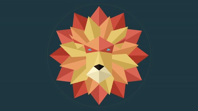 Geometric lion head vector icon design