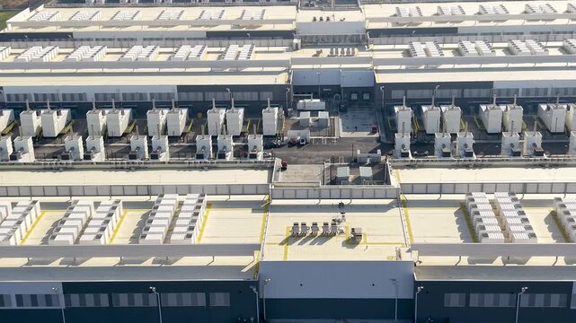 Aerial view of a large scale data center campus infrastructure