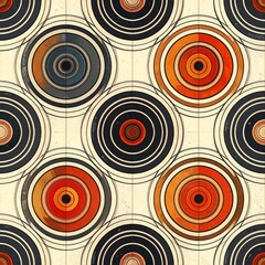 Fototapeta premium Vibrant concentric circles on beige background.