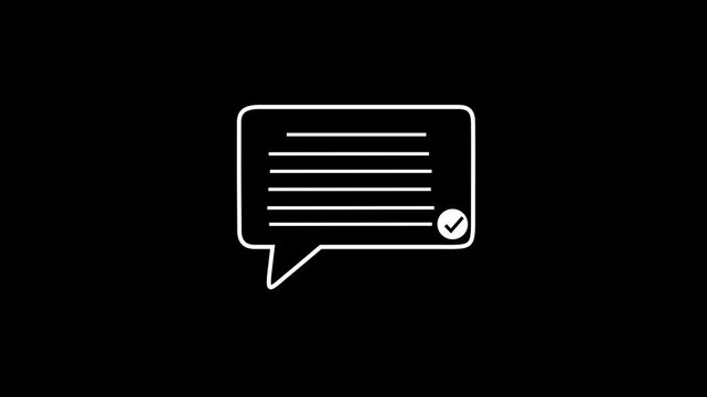 Text message box with typing three lines 2D cartoon object animation. Digital content creation. Online chat interface. Talking speech bubble animated flat outline item 4K video isolated on white