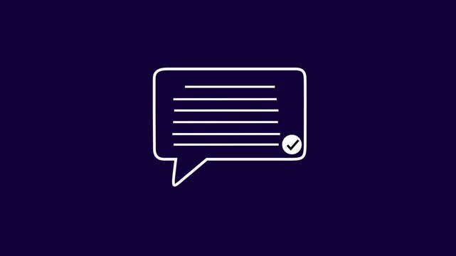 Text message box with typing three lines 2D cartoon object animation. Digital content creation. Online chat interface. Talking speech bubble animated flat outline item 4K video isolated on white