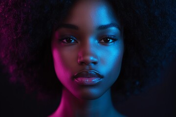Fototapeta premium An intense close-up portrait featuring rich textures and vibrant colors, capturing the essence of beauty and emotion, conveying depth and connection through expression and artistic style.