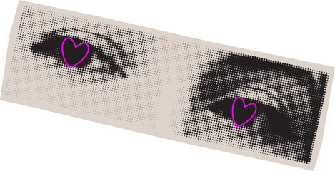Obraz na płótnie Canvas Halftone Hearts in Eyes Sticker