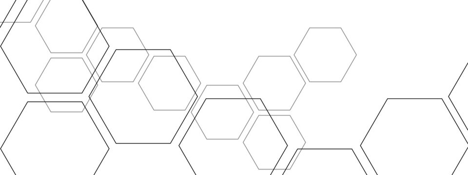 Vector Geometric arrangement of translucent hexagonal patterns which creates depth of the image and science-inspired design is futuristic 