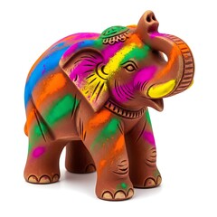 Obraz premium A colorful elephant statue with a trunk curled up