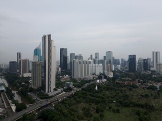 Obraz premium Java Jakarta Indonesia drone cityscape