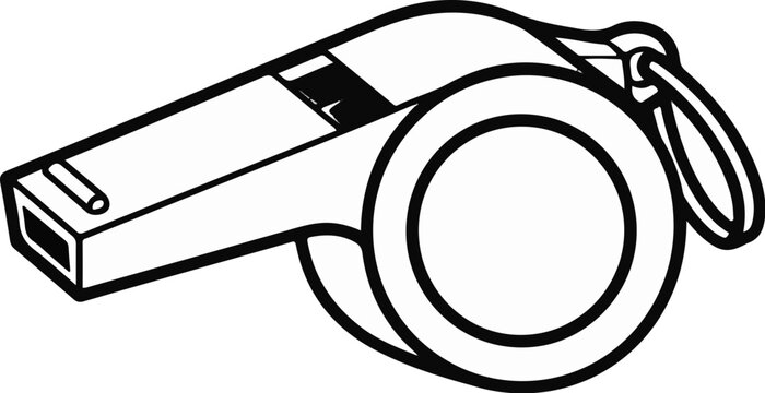 Stylized outline drawing of a classic whistle with a rounded mouthpiece