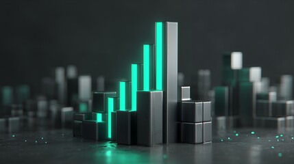 Fototapeta premium Business Performance Statistics Column Chart Visualization With Financial Growth Indicators, Data Analytics Metric Bars Showing Market Analysis Results, Investment Reporting Concept, Planning Strategy