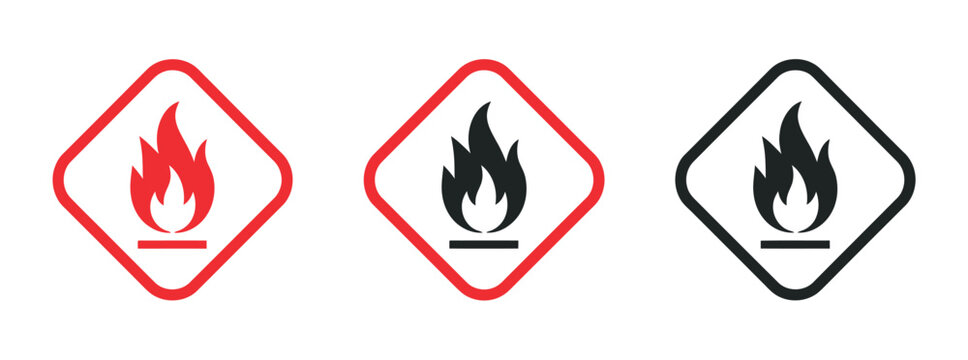 Flammable Pictogram Vector &ndash; Warning Icons for Hazardous Materials