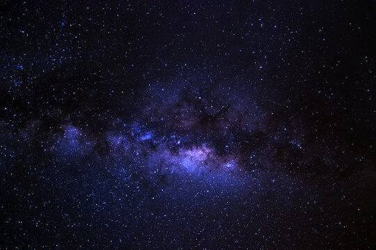 Night sky space background, Starry universe in dark blue sky, Milky way galaxy with stardust field in deep universe.