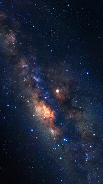 Night blue sky space background, Starry universe in dark blue sky, Milky way galaxy with stardust field in deep universe