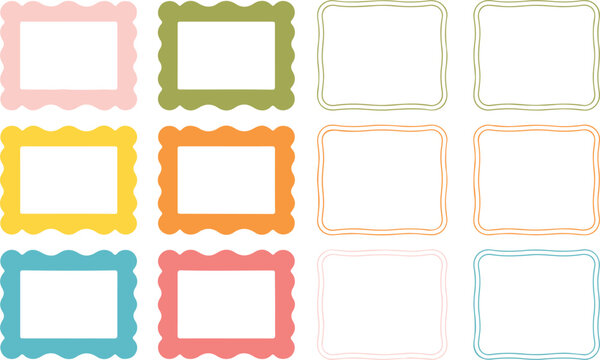 Decorative Rectangular Frame Collection Featuring Twelve Diverse Minimalist Border Designs With Geometric Patterns And Elegant Line Art For Photography Vector Illustration