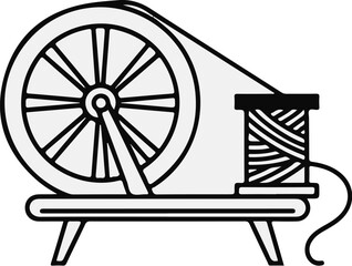 Fototapeta premium Traditional spinning wheel with spool of thread